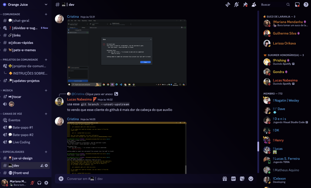 Discord - Ponto de encontro da comunidade, onde pessoas de todo o Brasil trocam experiências e interagem com a Orange