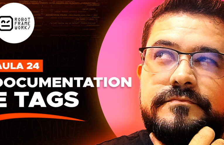 Título a direita escrito "Aula 24: documentation e tags". A esquerda, está uma foto do Cleyton.