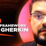 Logo do Robot Framework no canto superior esquerdo. Texto abaixo dizendo "Aula 25: Robot Framework com Gherkin". Foto do Cleyton a direita com feição assustada.
