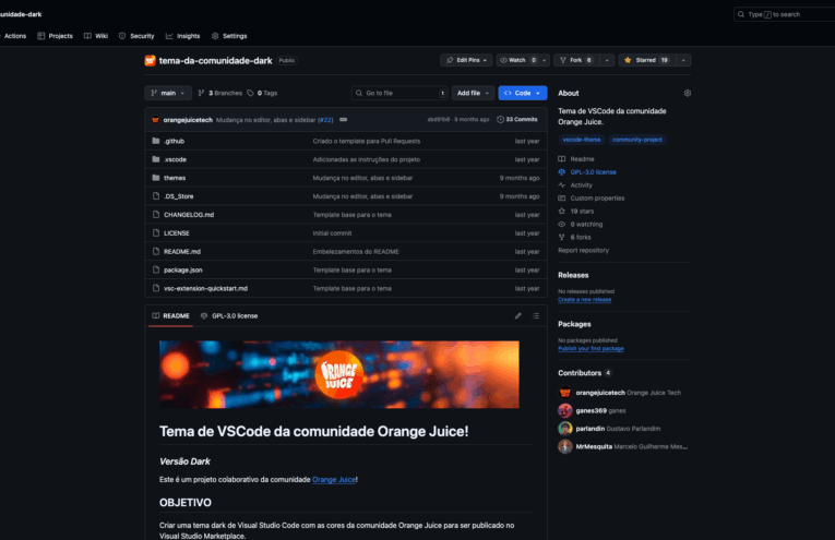 Página do github da Orange Juice