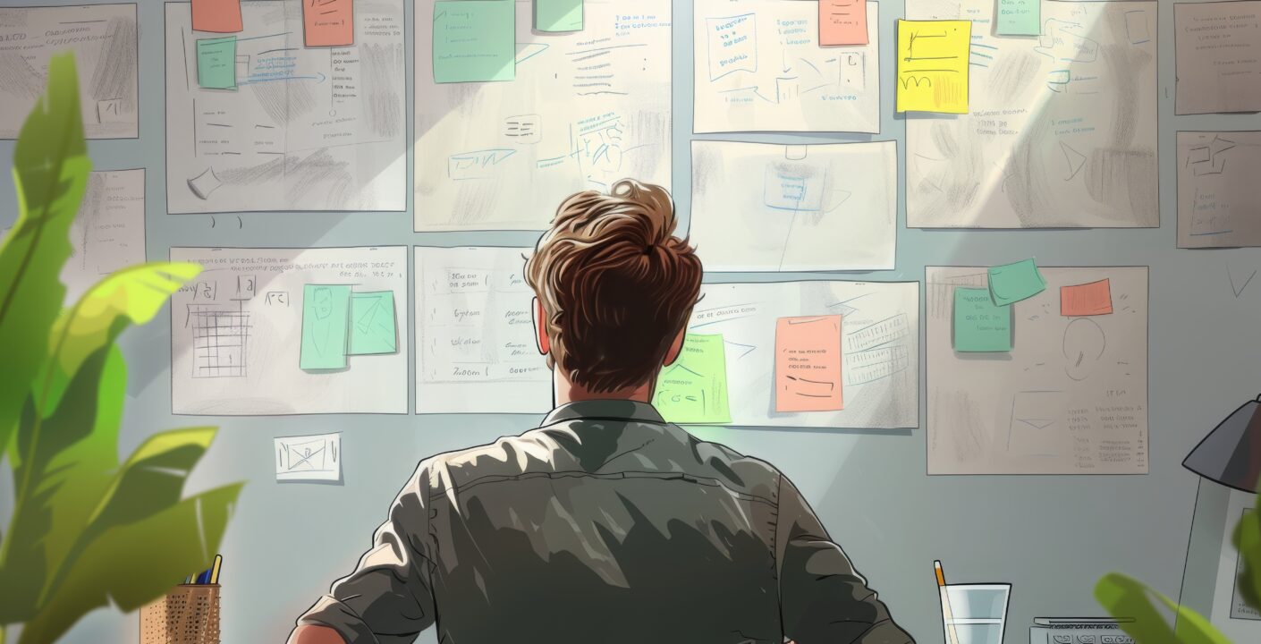 Homem trabalhando em um projeto de design UI/UX