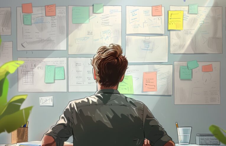 Homem trabalhando em um projeto de design UI/UX