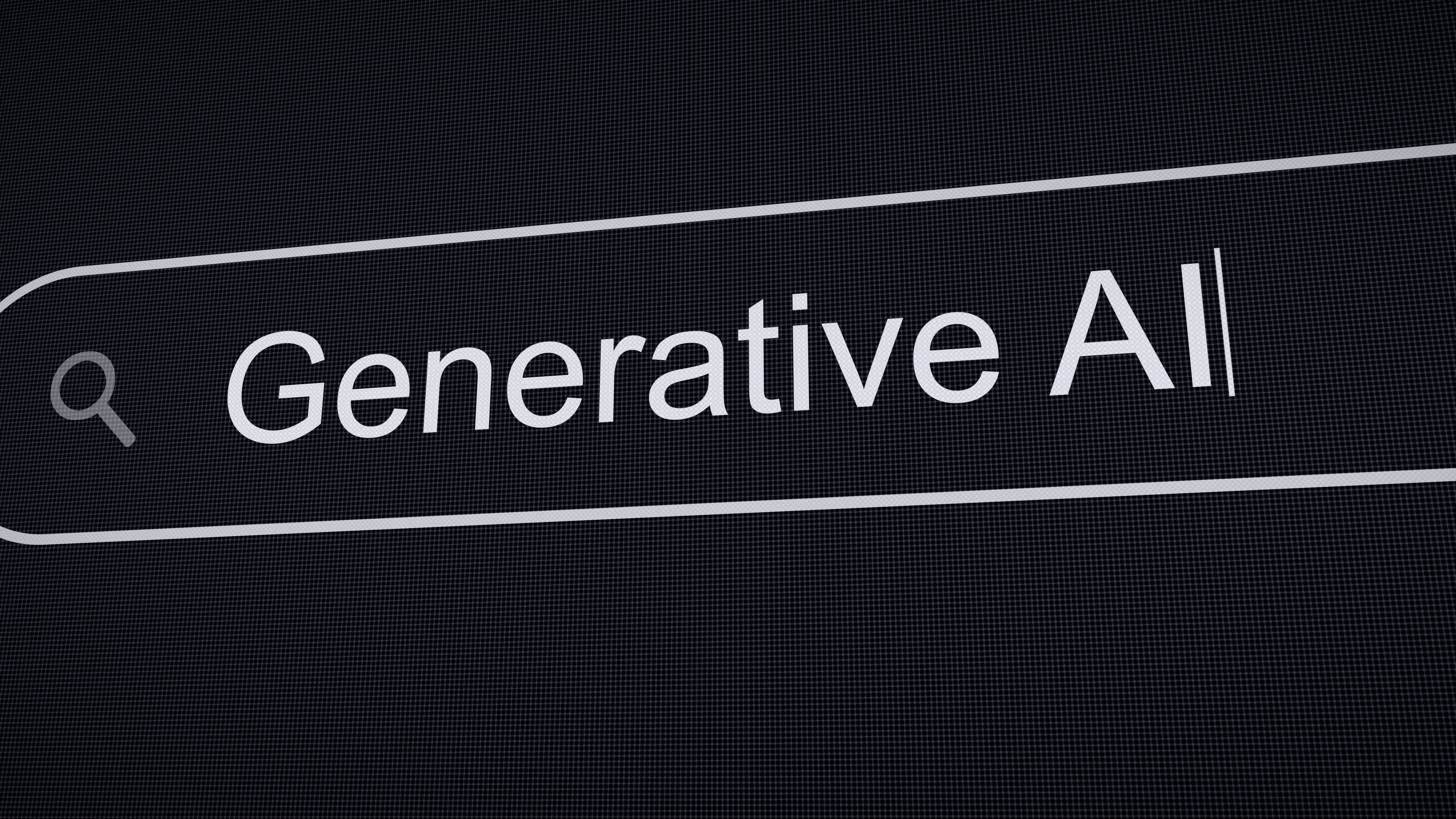 Tela preta com um campo escrito "Generative AI" para o glossário de IA Generativa